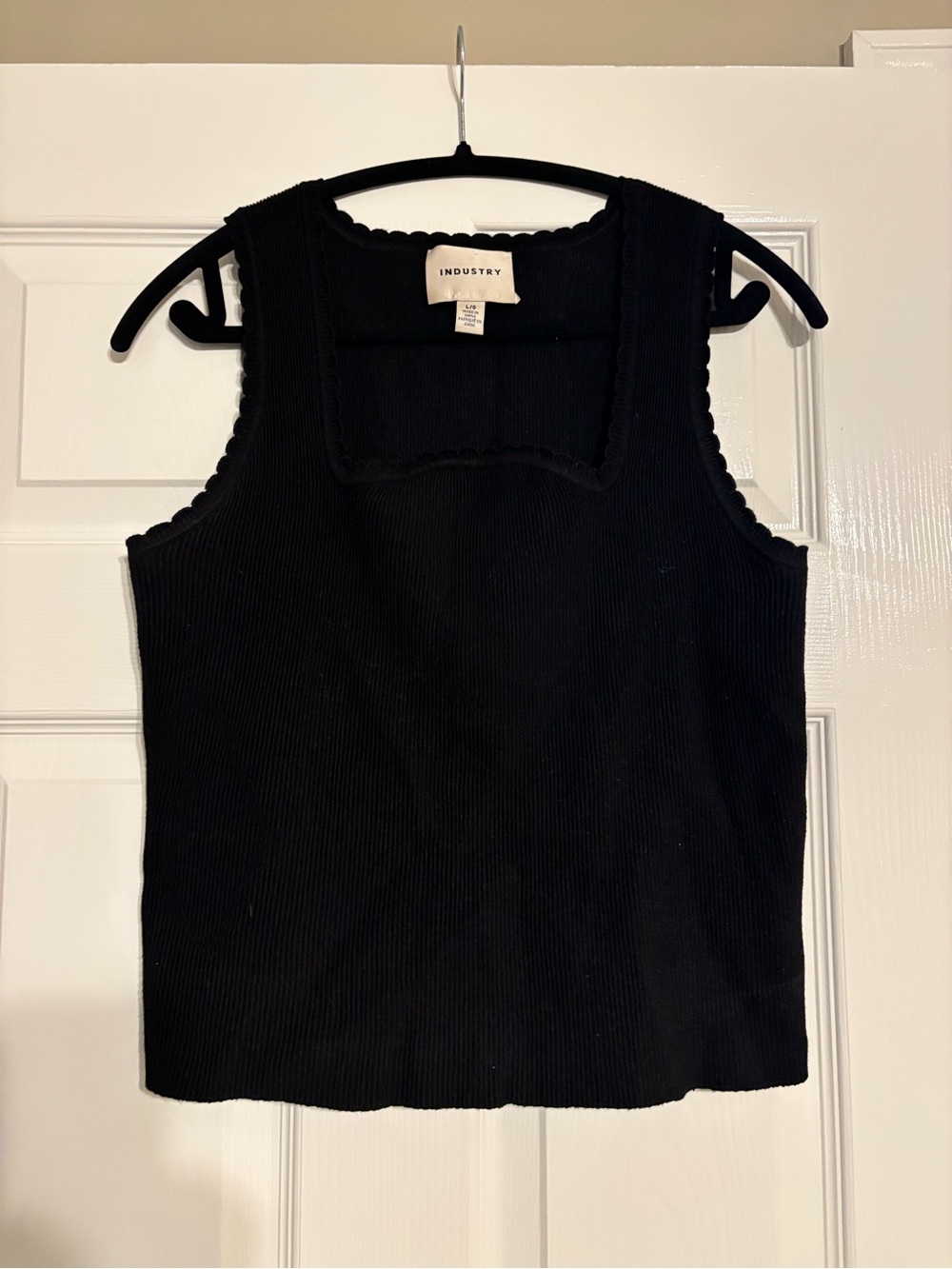 Industry Black Ribbed Square-Neck Tank